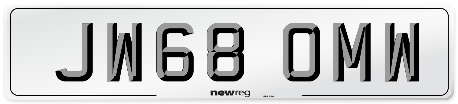 JW68 OMW Number Plate from New Reg